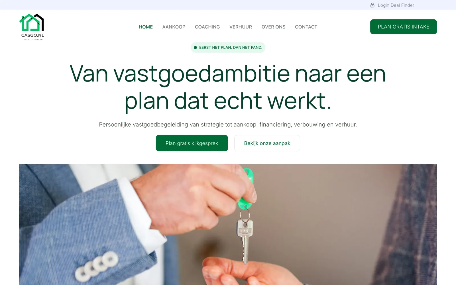 De homepage van casgo.nl op desktop